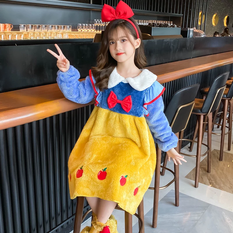 

Girl Flannel Nightgown Winter Warm Cartoon Pajamas For Kids Home Clothes Teenager Night Dress Cosplay Pajamas 4 7 8 9 11 14 Year
