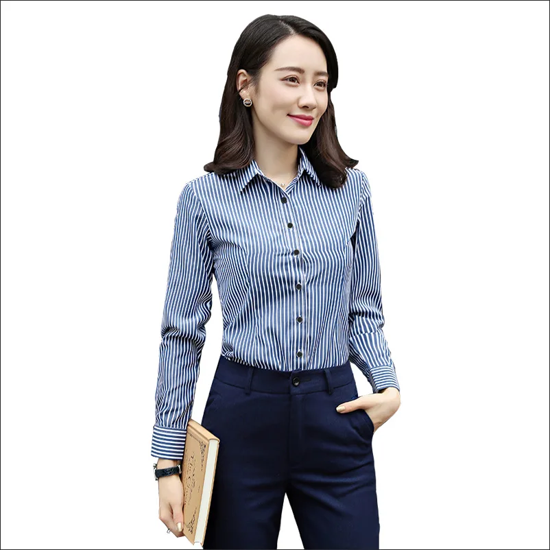 

Corporate slim stripe Long Sleeve Shirt Men's autumn and winter workplace interview business shirt