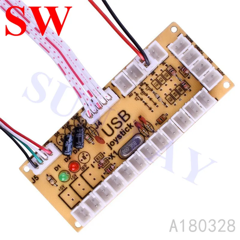DIY Нулевая задержка игровой запасные части USB аркадный энкодер ПК для джойстика и 2,8 мм провода кабели, аркадная игра части машины