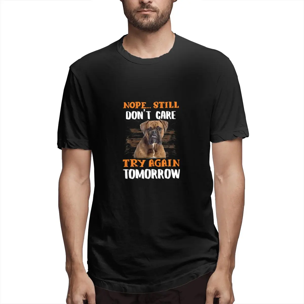 

Nope Still Don't Care Tr-Y Again Tomorrow Graphic Tee Men's Short Sleeve T-shirt Aesthetic Tops