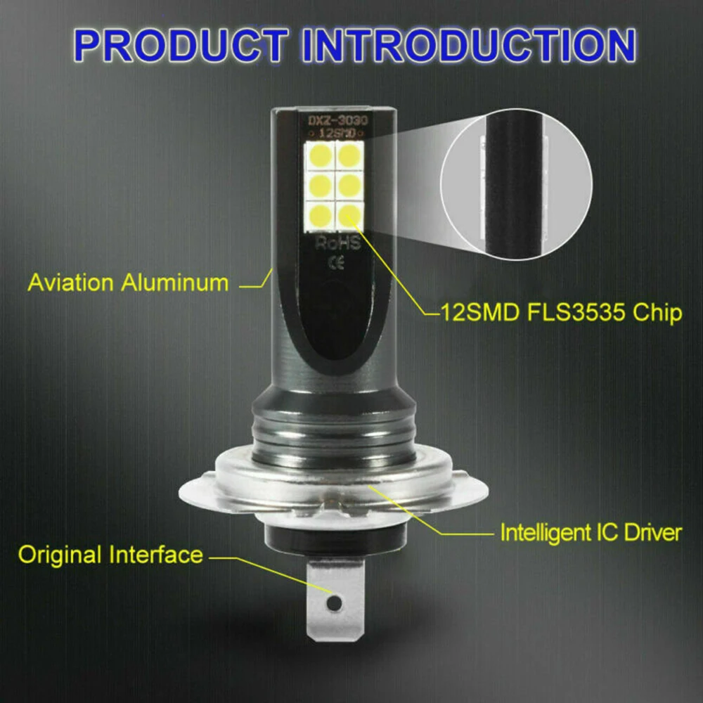 

1500W Headlights High-Low Beam 6000K Lamps White Replacement Fog Light
