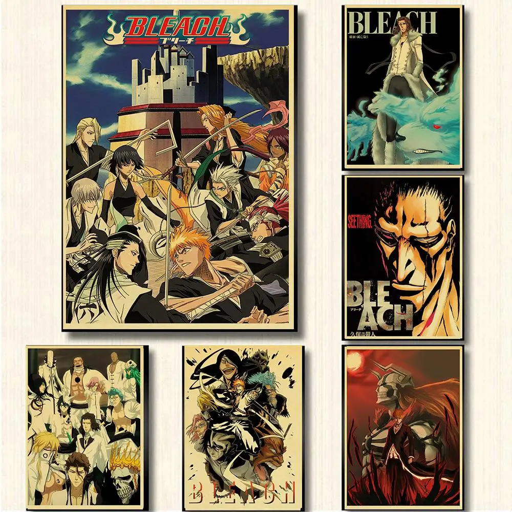 Японское знаменитое аниме Блич ретро крафт-бумага искусство стены плакат