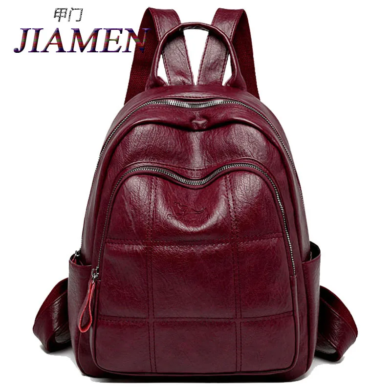 Sac по dos décontracté femme De marque en cuir femmes sac grande &quotcapacité&quot 'школа pour les filles двойной fermeture