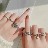 women rings retro geometric smile letter good luck double layer sterling silver 925 rings for women fashion jewelry wholesale