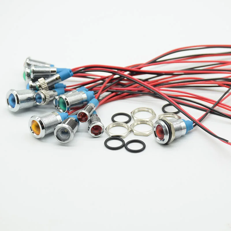 1 шт. 6 мм/8 мм/10 мм/12 мм светодиодный металлический индикатор светильник