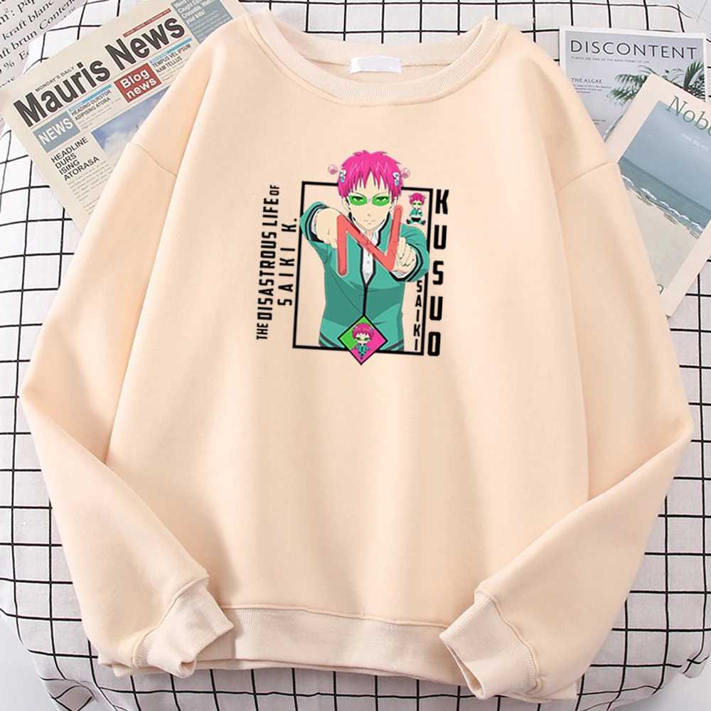 

Мужская толстовка с рисунком аниме сайки кузуо, худи с мультяшным рисунком, мужская толстовка с круглым вырезом, зимняя одежда, теплые флисо...