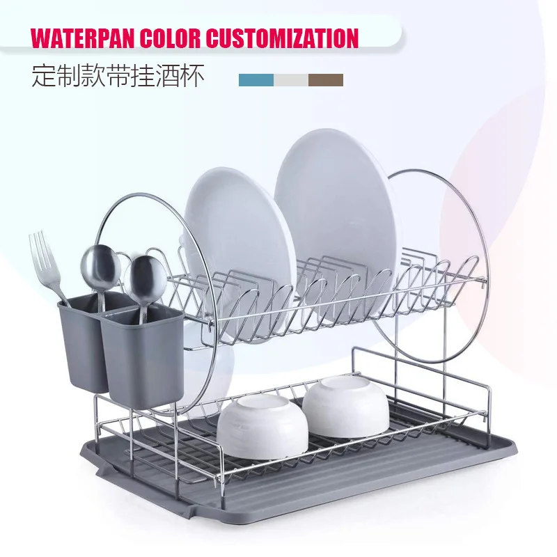 

2 Layer Dish Rack Kitchen Organizer Storage Drainer Drying Plate Shelf Sink Supplies Knife and Fork Container Kitchen Rack Home