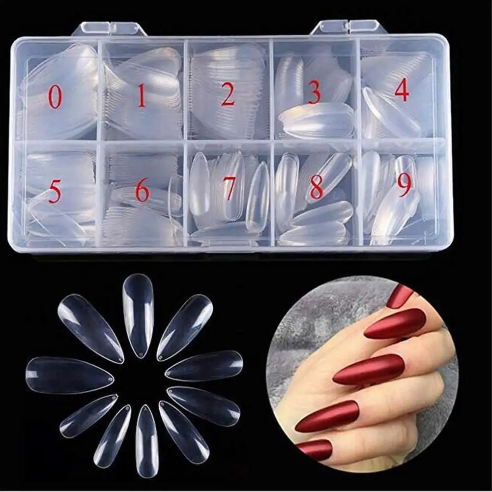 1 коробка + 500 шт. накладных ногтей белый/прозрачный/естественный цвет наполовину