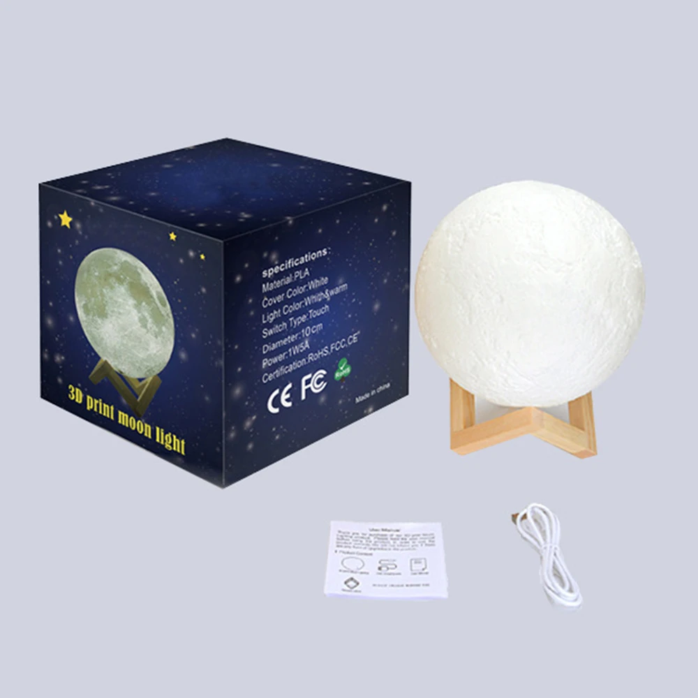 Luna лампа Ночной светильник 3D принт лунный светодиодный с регулируемой яркостью