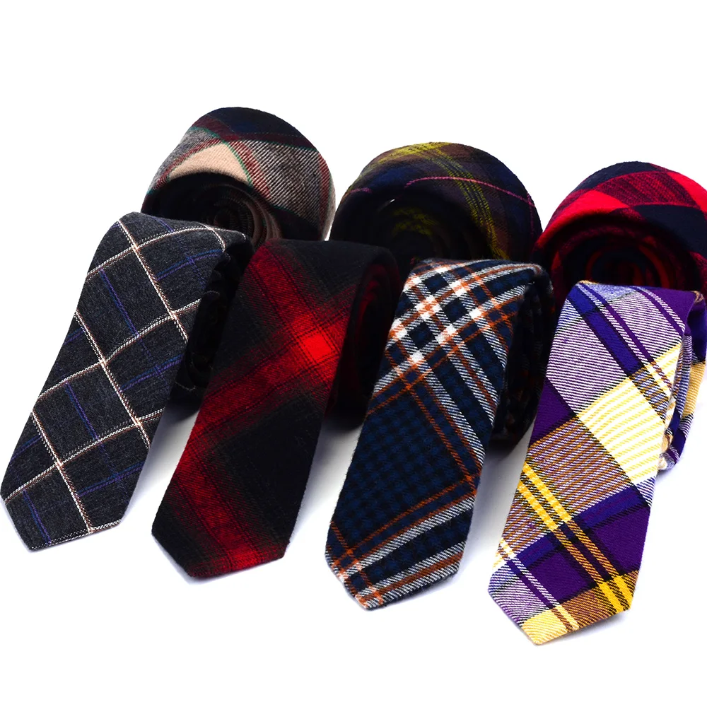 Модный хлопковый галстук Ricnais 6 см красный черный тонкий в клетку для мужчин