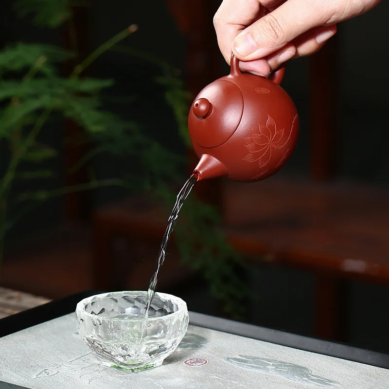 

Ore Mud Dahongpao Yixing Teapot Purple Clay Dragon Zisha Kettle Master Handmade Lotus Kung Fu Pot Creative Teaware Send Gift Box