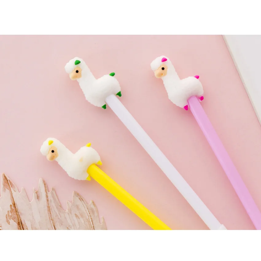 30 шт./лот гелевая ручка с мультяшным альпаком для письма черная Креативные