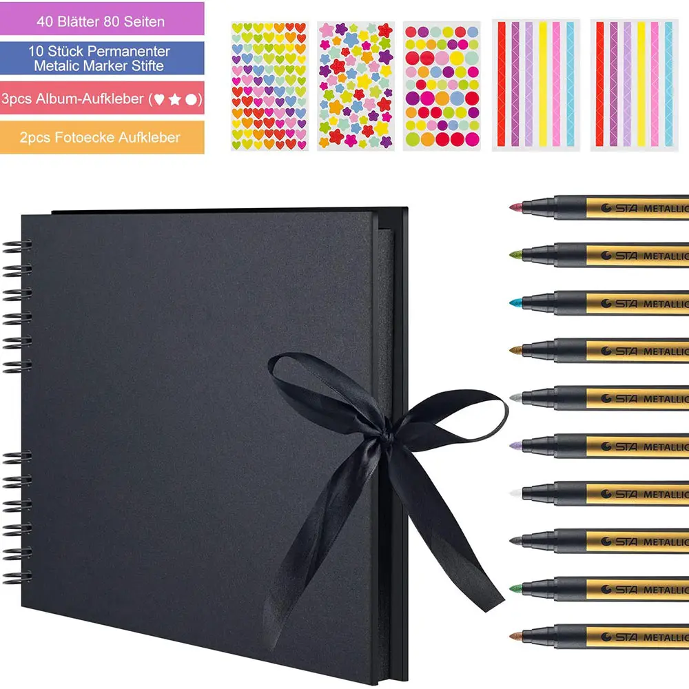 Фотоальбомы черные страницы книжки с памятью A4 крафт бумага сделай сам