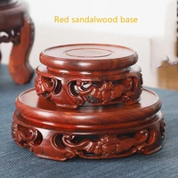 red sandalwood base stone ornament solid wood round handicraft teapot flower pot vase incense burner buddha statue mahogany base