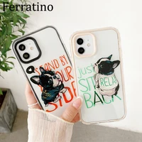 luxury french bulldog 3 in 1 frame shockproof phone case for iphone 12 11 pro max xr x xs max 12pro transparent silicone cover