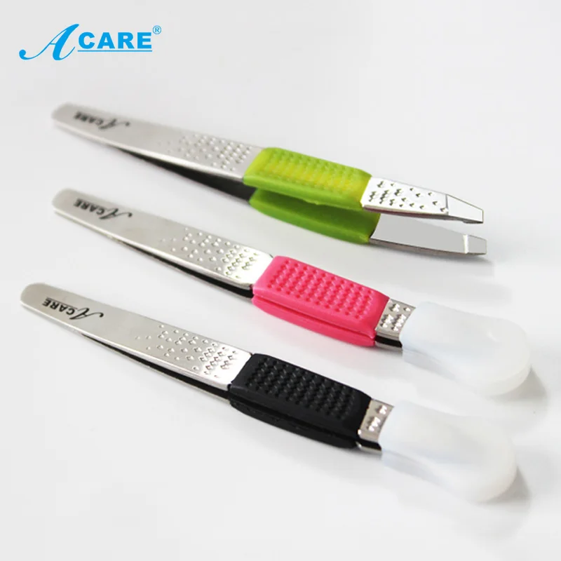 Профессиональный пинцет для бровей из нержавеющей стали и силикона с матовой