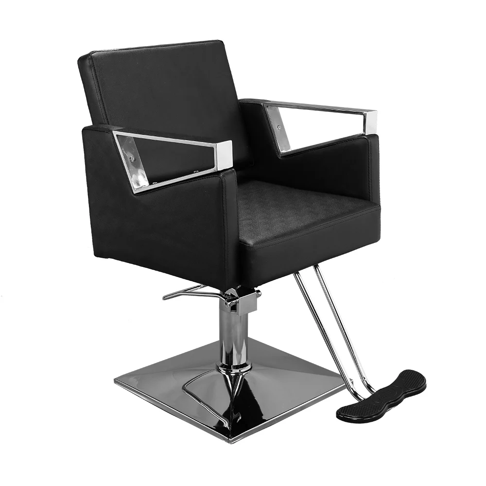 

Square Barber Chair Beauty Salon Equipment PVC Leather Black Easy Assemble Clean 74x60x90/105CM[US-Stock]