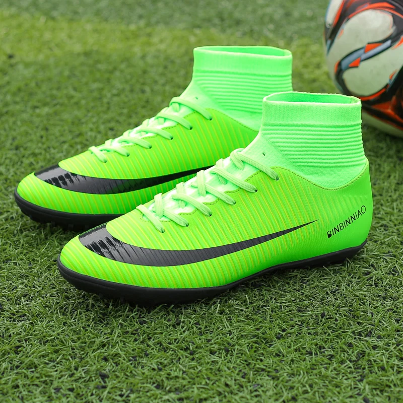 

Turf Indoor Men Soccer Shoes Kids Soccer Cleats Football Boots High Ankle Sport Training Sneakers Men Futsal Football Shoes Male