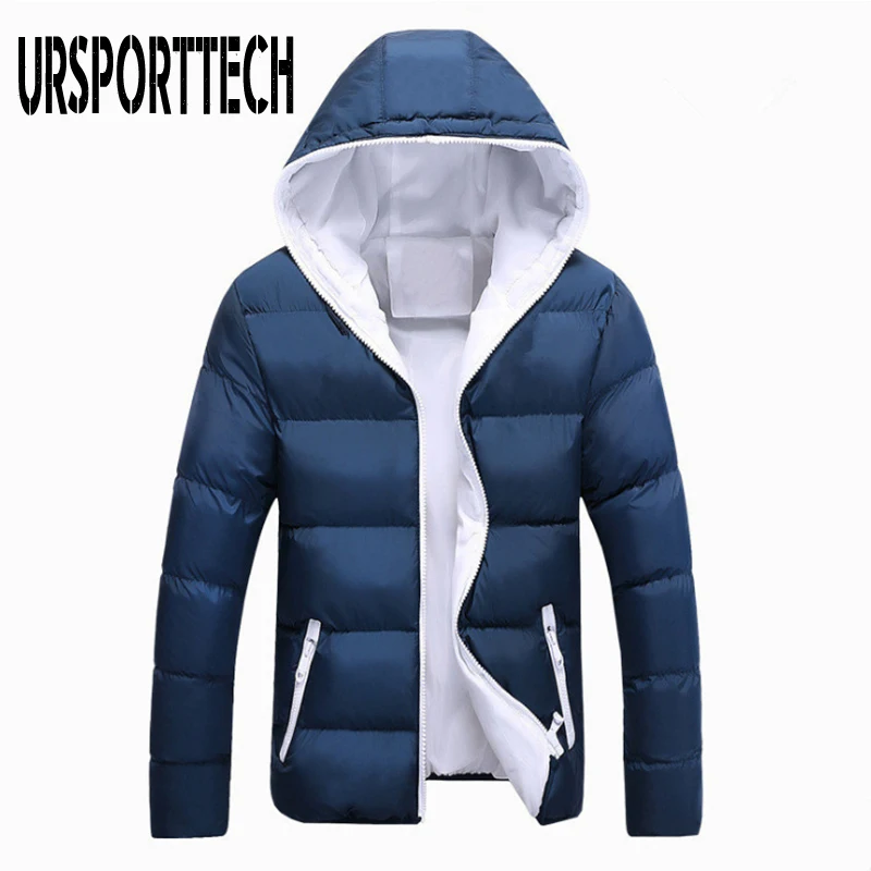 Осенне зимняя мужская куртка Толстая теплая Модная парка с капюшоном