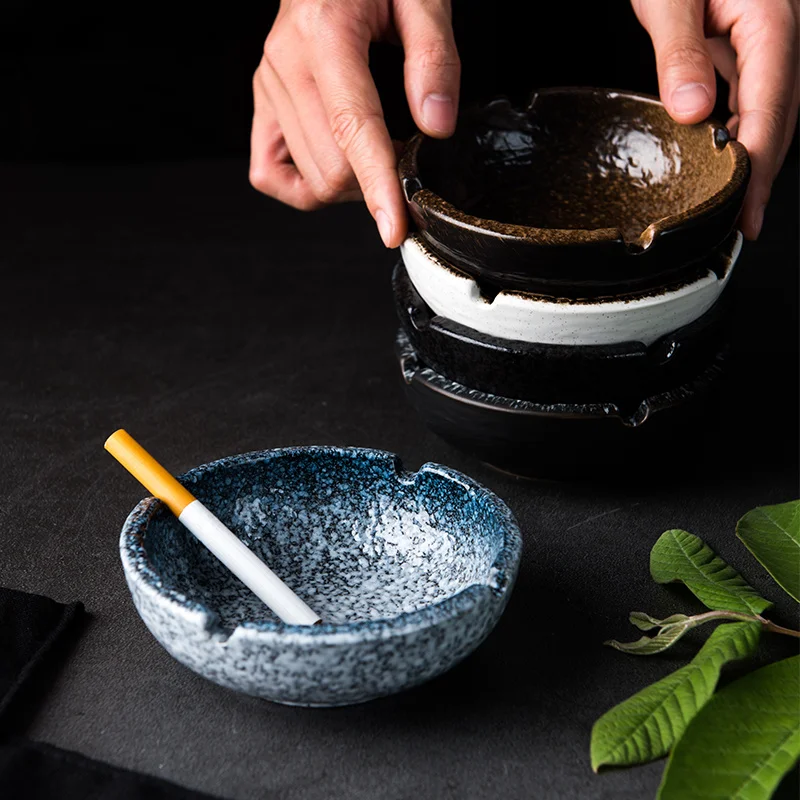 Китайская ретро пепельница ручной работы из цветной глазури керамическая