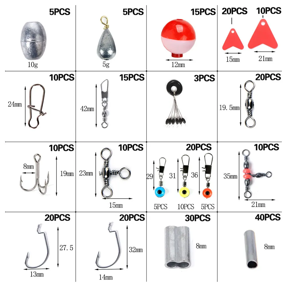 

Fishing Kit with Fishing Tackle Box Fish Hook Fishing Swivels Snaps Sinker Slides Fishing Gear Drop shipping