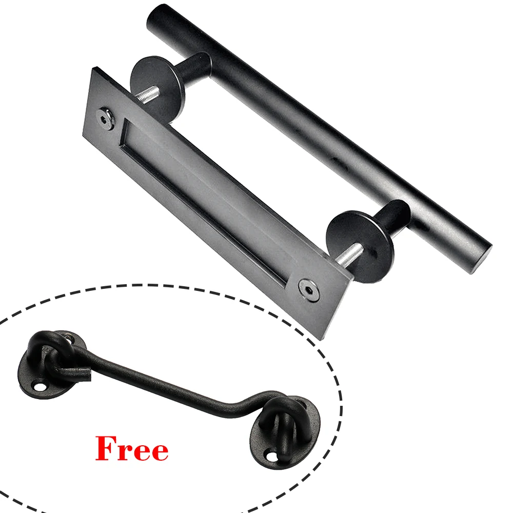 Черная Порошковая квадратная ручка для раздвижной двери сарая из нержавеющей