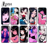 anime illustration girl for xiaomi redmi 10x pro 5g 9a 9i 9t 9 go k40 k30 k20 ultra 8 7 6 5 4x pro soft black phone case