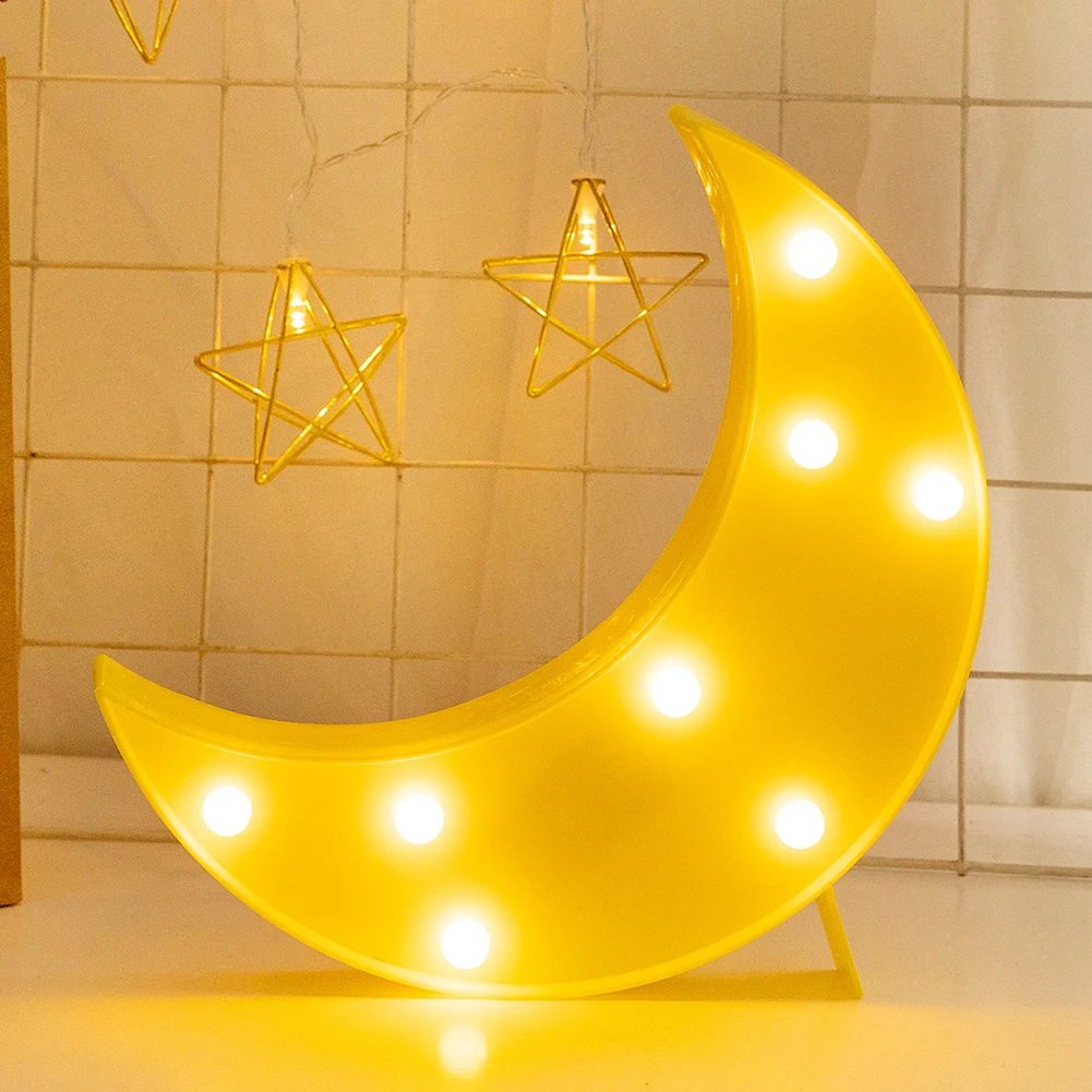 

LED Yellow Moon Night Light Plastic Indoor Ornament Lamp Kids Bedroom Decoration Sleeping Light Bedroom Bedside Table Lamp