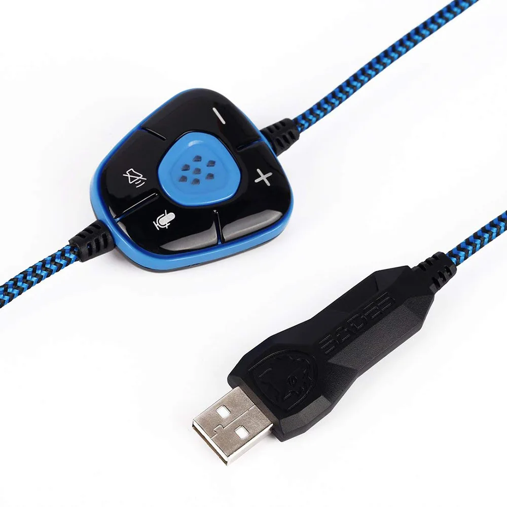 

SADES SA-903 Gaming Headphones With Microphone LED Light Deep Bass 7.1 Surround Sound USB Wired Headset For PC GamePlayer