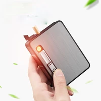 10pcs automatic cigarette case with charging lighter personalized cigarette case charging usb cigarette lighter men gadgets