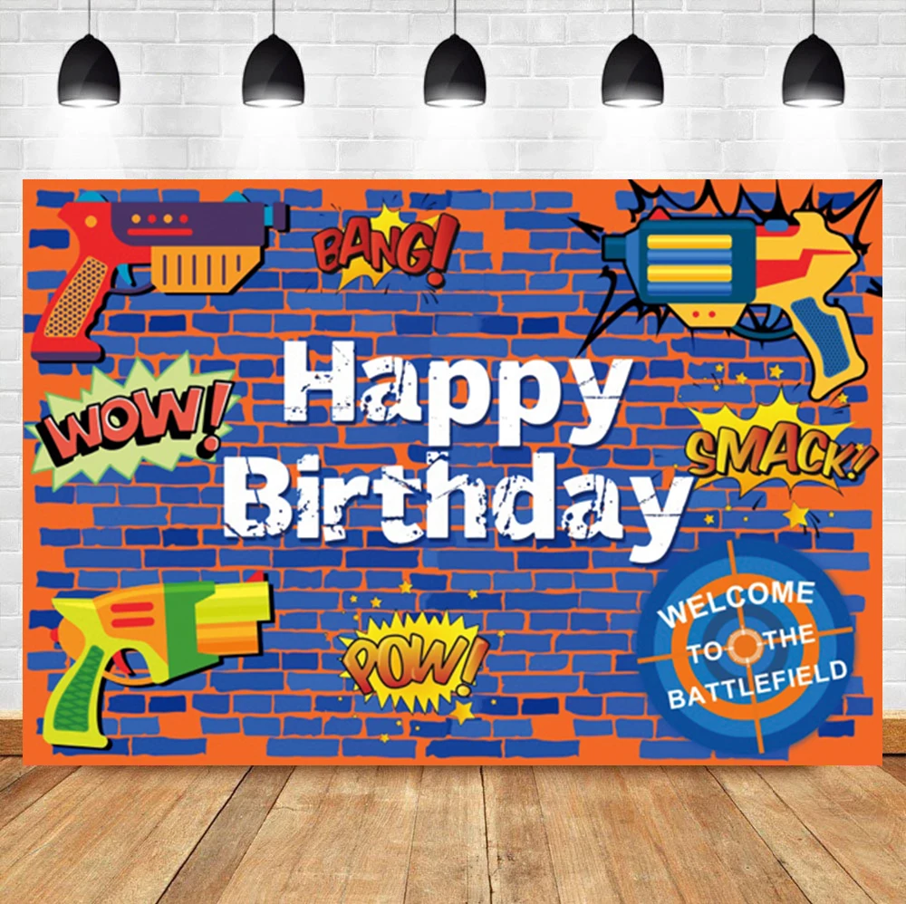 

Laeacco мультяшная Стена Кирпичная граффити челка Мальчик День Рождения фотографический фон фото фотография фон для фотостудии