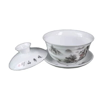 chinese old porcelain pastel landscape pattern covered bowl