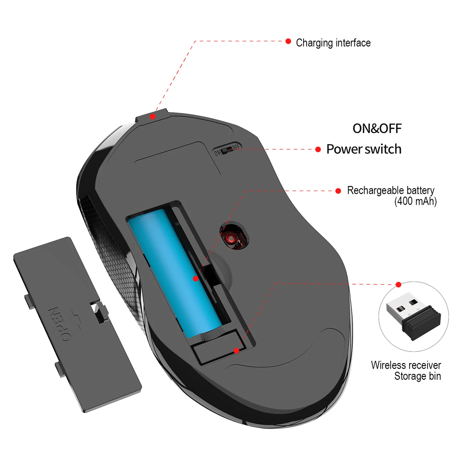 Беспроводная компьютерная мышь 2 4G RGB светодиодная с USB-приемником портативная