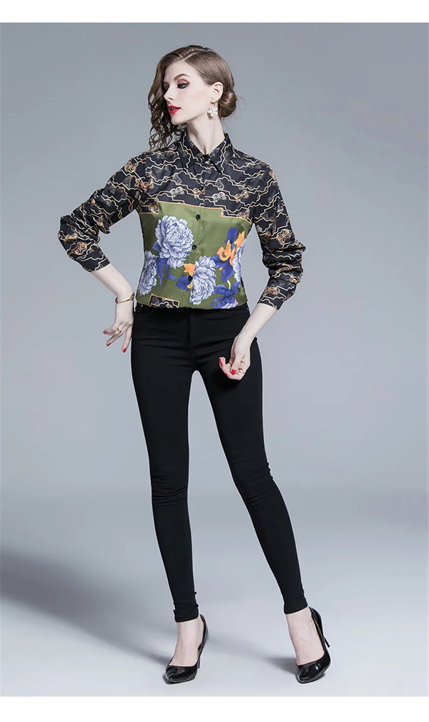 Винтажная женская рубашка с длинным рукавом, осень, Подиумные топы, Blusas Mujer De Moda, высокое качество, женские модные блузки Blusa Feminina