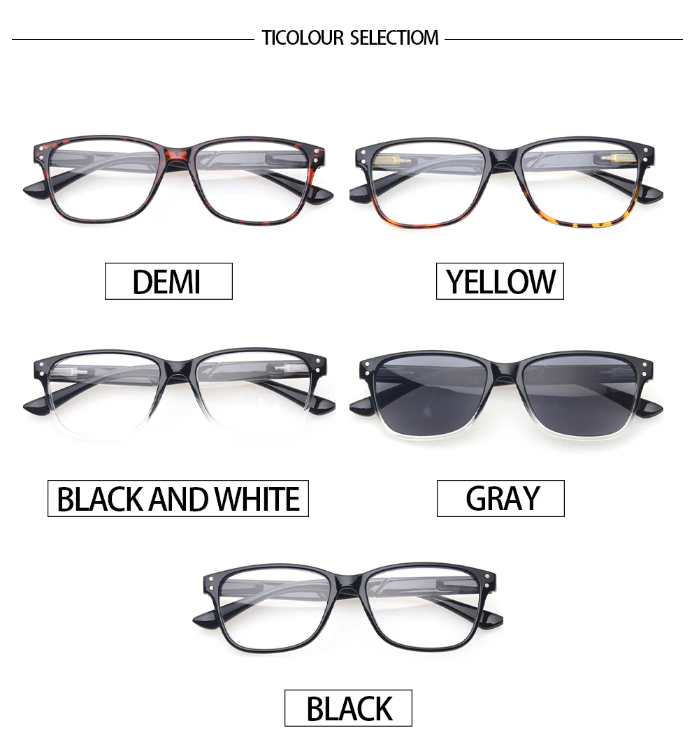 TUREZING Women's Men's Fashion Anti-Reflective Sunglasses Rectangular Metal Hinge Computer Decorative Reading Glasses+1.0+2.0