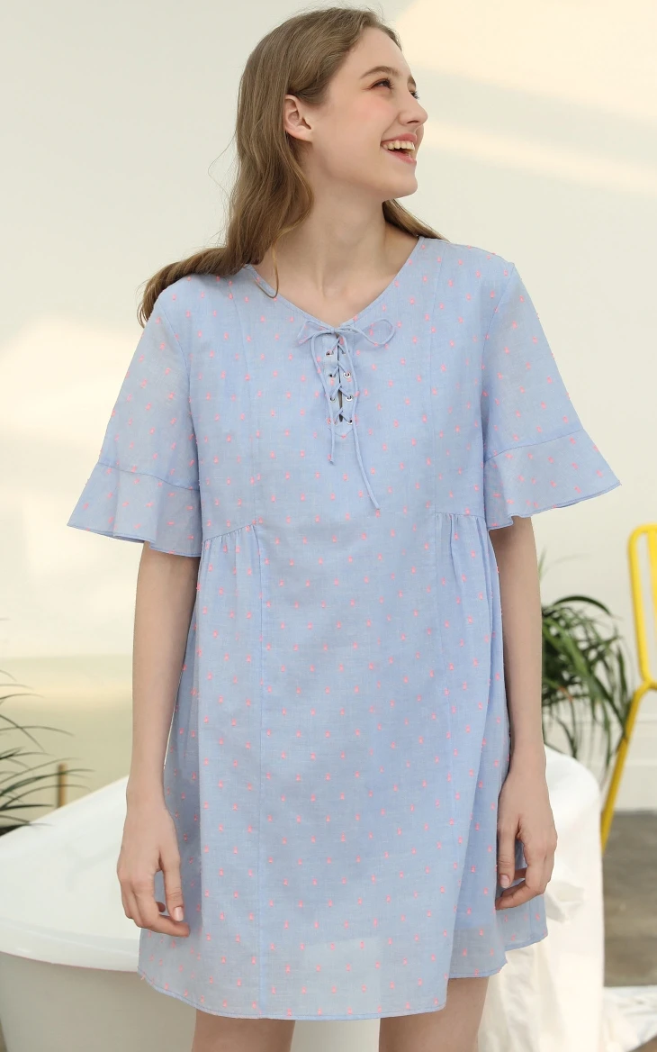 Vero Moda Новое поступление, плиссированное домашнее Ночное платье в горошек на шнуровке | 31926Z569
