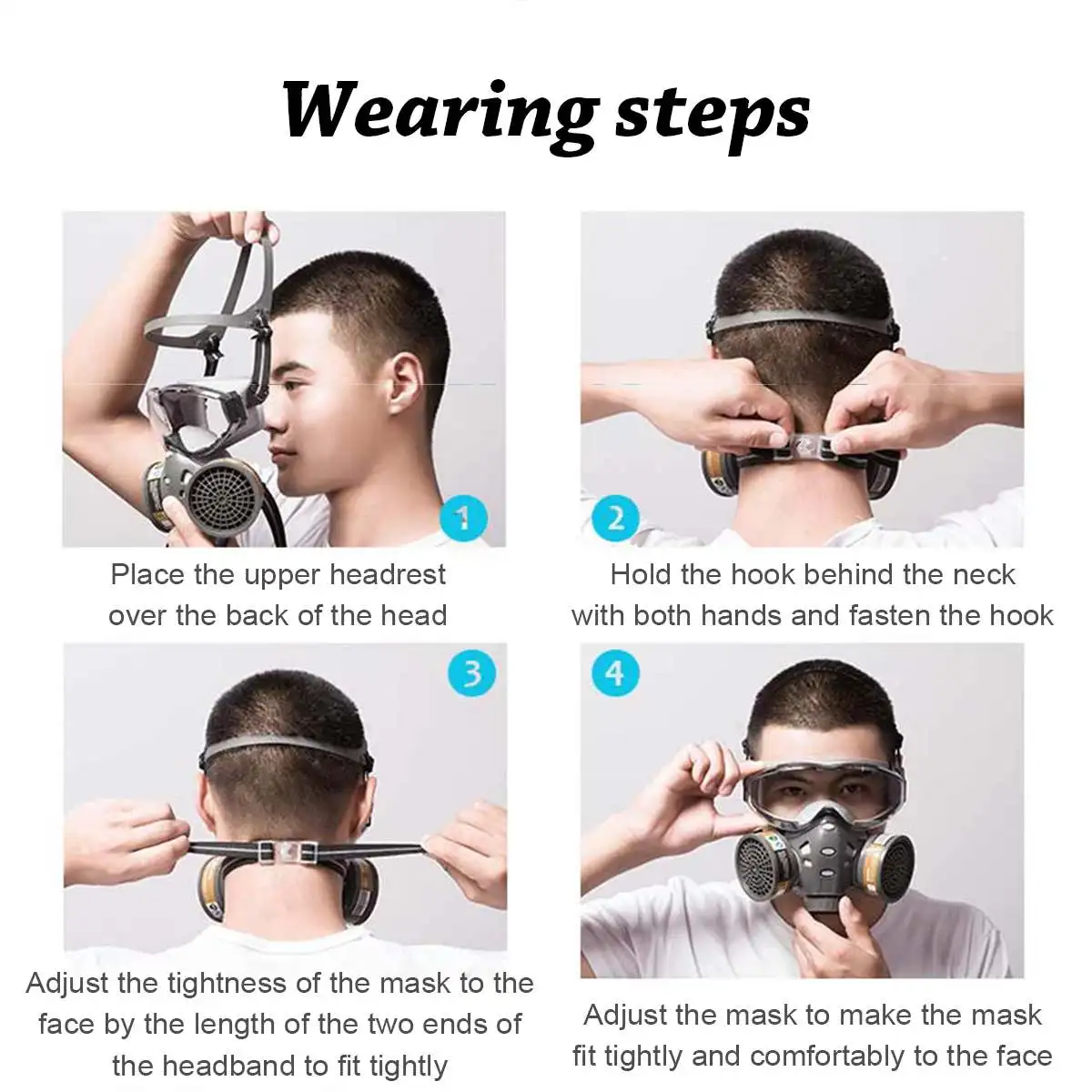 

308 8200 Dust Mask Respirator With Safety Glasses Dual Filters Cotton Full Face Mask Dust-proof For Carpenter Builder Polishing