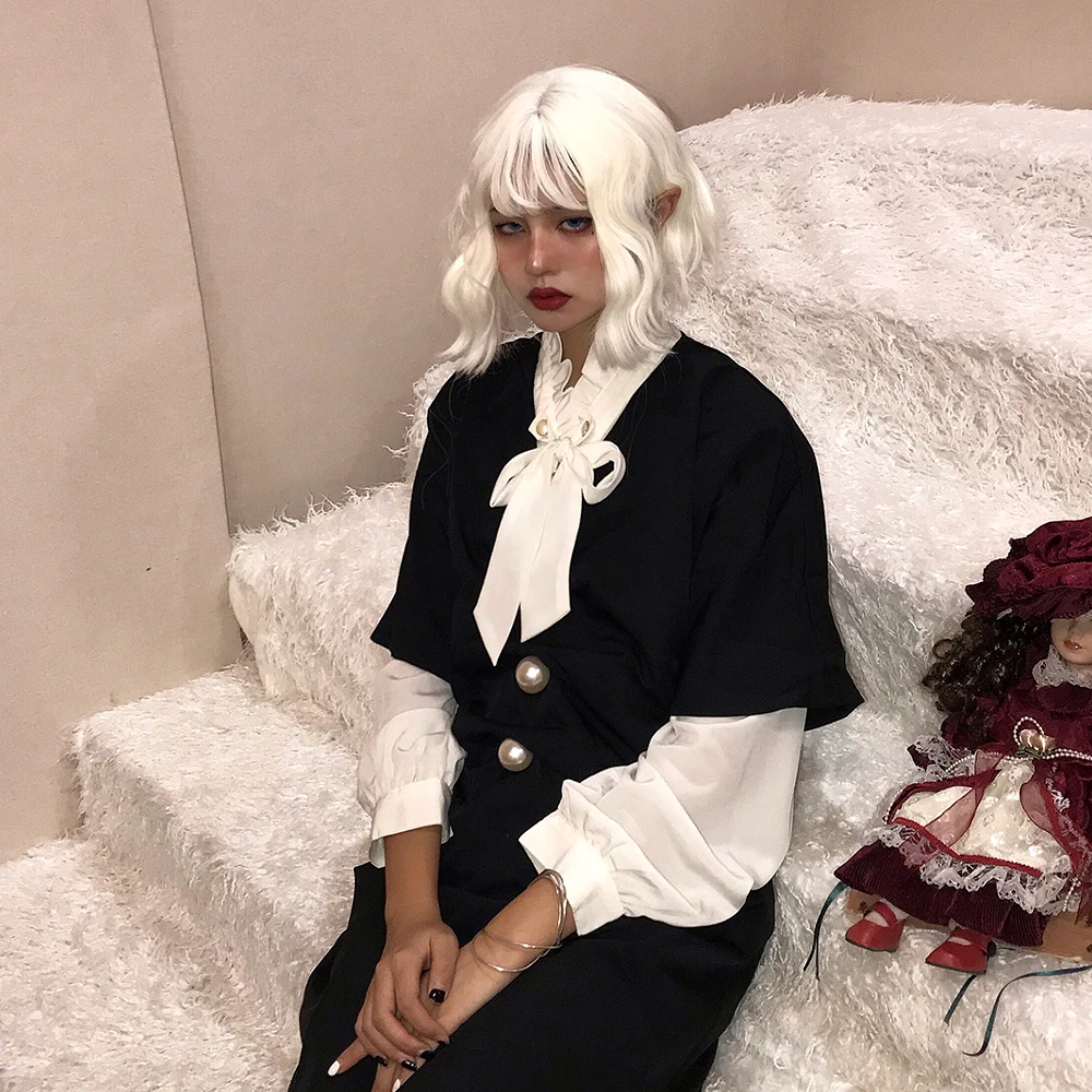 Винтажное женское платье с жемчугом черное хлопковое складками свободное