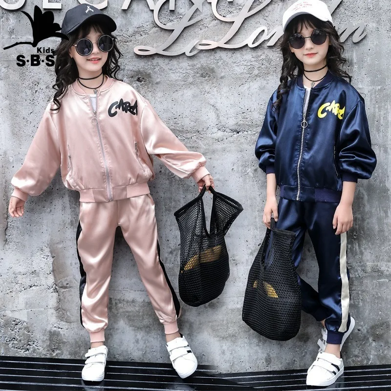 

Children's Wear 2020 New Arrival Spring Autumn Girls Baseball Uniform Sports Suits Big Children's Leisure Two-piece Sport Suit