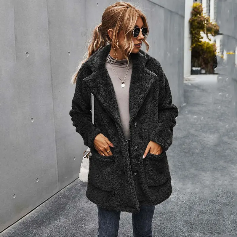 

2020 Autumn Faux Fur Coat Women Teddy Coat Ladies Fluffy Winter Coat Women Long Sleeve Plush Warm Teddy Jacket Female