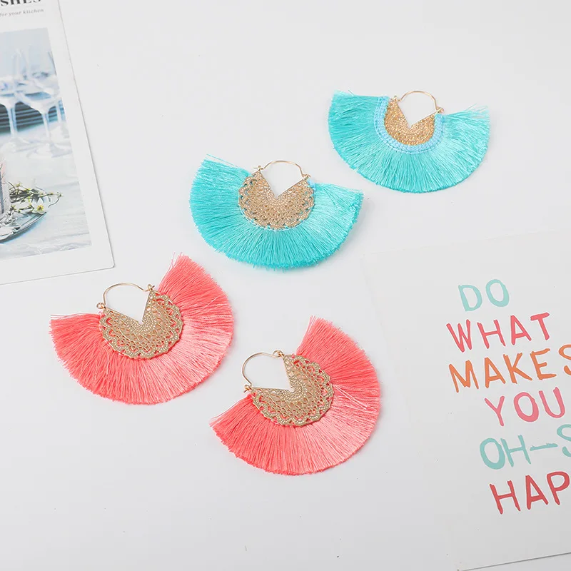 Новый Веер &quotБохо&quot-серьги-подвески в форме кисточек для женщин и девочек