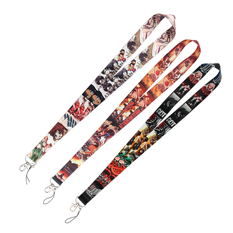 C877 аниме атакующие гигантские шнурки для ключей шейный ремешок карт бейдж