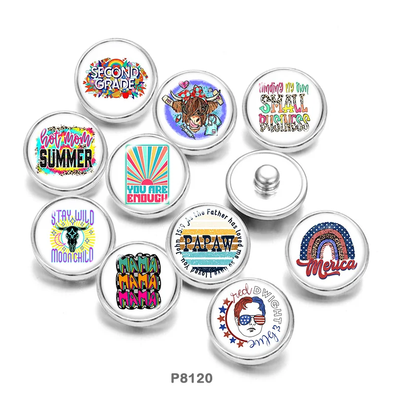 

cow mama Painted Stainless steel Glass Cabochons snaps button jewelry glass Snap Phase Box 20mm Earring P8120