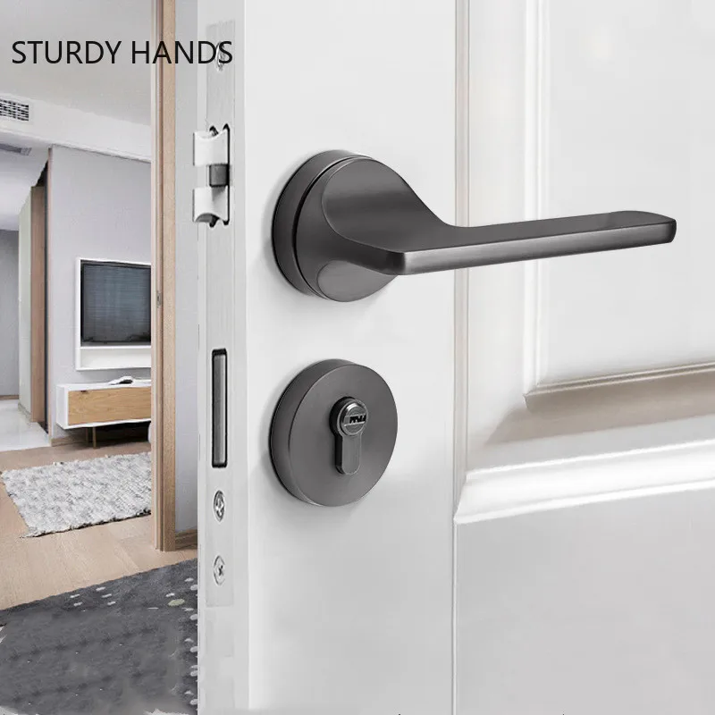 Nordic Zinc Alloy Indoor Door Locks Continental Bedroom Mute Door Handle Lock Cylinder Security Locks Furniture Hardware
