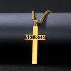 Нержавеющая сталь пользовательское имя Подвеска в виде Креста персонализированные подвеска, Амулет ожерелье Кристиан для женщин Религия подарок на день рождения