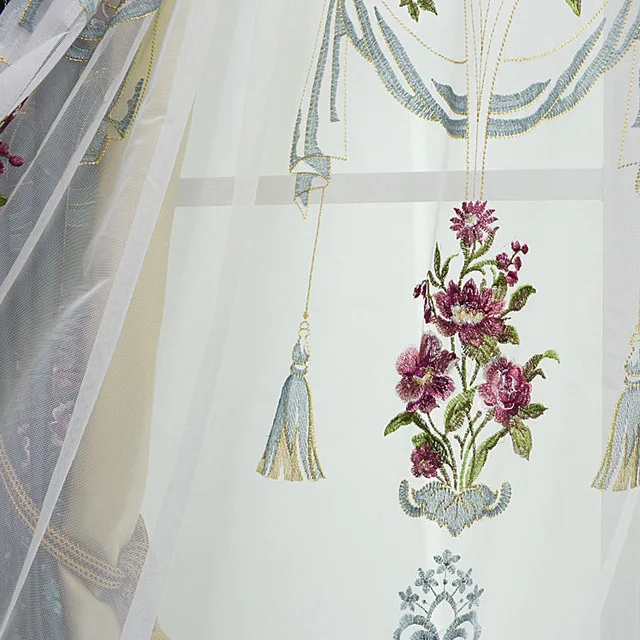 Роскошные шторы с вышивкой в европейском и американском стиле для гостиной