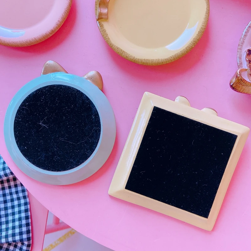 

European style ins style simple girl heart color Japanese round coaster resin cake tray jewelry storage dessert tray LB92214