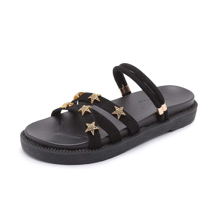 

za Two Girls Wearing Gladiator Sandals Fashion 2021 New Summer Roman Style Flat-bottomed Korean Version of Plus Size Shoes Women