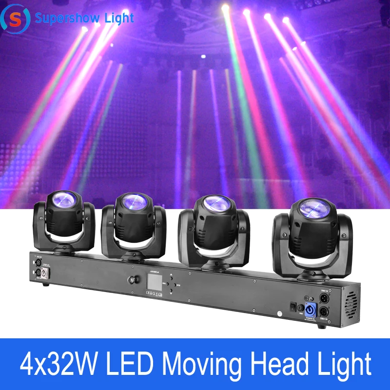 Новый 4 головки Moving головной светильник индивидуальных Управление 4*32 Вт RGBW 4in1
