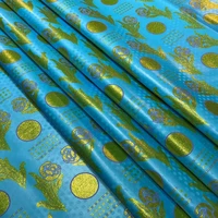 top quality shining golden plating bazin riche atiku fabric 5 yardspcs nigerian cotton brocade tissu african bazin riche fabric